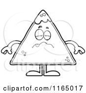 Cartoon Clipart Of A Sick TORTILLA Chip With Salsa Mascot Vector Outlined Coloring Page