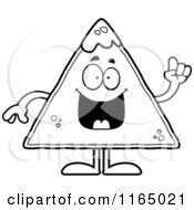 Cartoon Clipart Of A TORTILLA Chip With Salsa Mascot With An Idea Vector Outlined Coloring Page