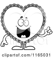 Poster, Art Print Of Black And White Doily Valentine Heart Mascot With An Idea