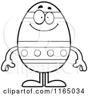 Cartoon Clipart Of A Happy Easter Egg Mascot Vector Outlined Coloring Page