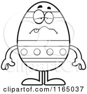 Cartoon Clipart Of A Sick Easter Egg Mascot Vector Outlined Coloring Page