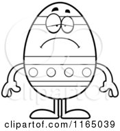 Cartoon Clipart Of A Depressed Easter Egg Mascot Vector Outlined Coloring Page