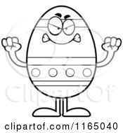 Cartoon Clipart Of A Mad Easter Egg Mascot Vector Outlined Coloring Page
