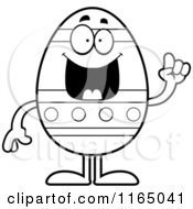 Cartoon Clipart Of A Smart Easter Egg Mascot With An Idea Vector Outlined Coloring Page