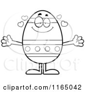 Cartoon Clipart Of A Loving Easter Egg Mascot Vector Outlined Coloring Page