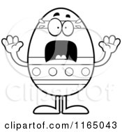 Cartoon Clipart Of A Screaming Easter Egg Mascot Vector Outlined Coloring Page