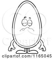 Cartoon Clipart Of A Sick Seed Mascot Vector Outlined Coloring Page