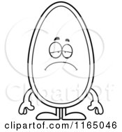 Cartoon Clipart Of A Depressed Seed Mascot Vector Outlined Coloring Page