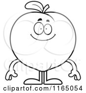 Cartoon Clipart Of A Happy Peach Mascot Vector Outlined Coloring Page