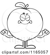 Cartoon Clipart Of A Mad Peach Mascot Vector Outlined Coloring Page