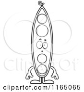 Cartoon Clipart Of A Surprised Pea Pod Mascot Vector Outlined Coloring Page
