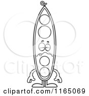 Cartoon Clipart Of A Sick Pea Pod Mascot Vector Outlined Coloring Page