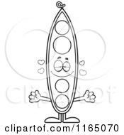 Cartoon Clipart Of A Loving Pea Pod Mascot Vector Outlined Coloring Page