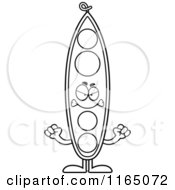 Cartoon Clipart Of A Mad Pea Pod Mascot Vector Outlined Coloring Page