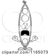 Cartoon Clipart Of A Waving Pea Pod Mascot - Vector Outlined Coloring
