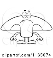 Cartoon Clipart Of A Sick Mushroom Mascot Vector Outlined Coloring Page