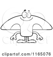 Poster, Art Print Of Black And White Happy Mushroom Mascot