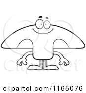 Cartoon Clipart Of A Happy Mushroom Mascot Vector Outlined Coloring Page