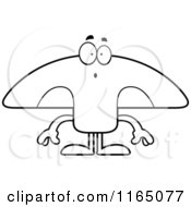 Cartoon Clipart Of A Surprised Mushroom Mascot Vector Outlined Coloring Page