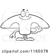 Cartoon Clipart Of A Waving Mushroom Mascot Vector Outlined Coloring Page