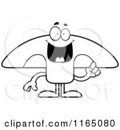 Cartoon Clipart Of A Mushroom Mascot With An Idea Vector Outlined Coloring Page