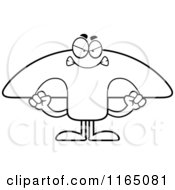 Cartoon Clipart Of A Mad Mushroom Mascot Vector Outlined Coloring Page