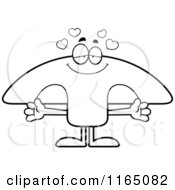 Cartoon Clipart Of A Loving Mushroom Mascot Vector Outlined Coloring Page by Cory Thoman