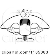Cartoon Clipart Of A Screaming Mushroom Mascot Vector Outlined Coloring Page