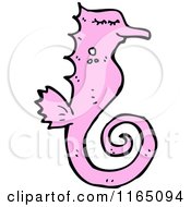 Cartoon Of A Pink Seahorse Royalty Free Vector Illustration