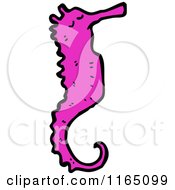 Cartoon Of A Pink Seahorse Royalty Free Vector Illustration by lineartestpilot