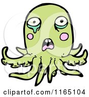 Cartoon Of A Green Octopus Royalty Free Vector Illustration
