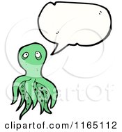 Cartoon Of A Talking Green Octopus Royalty Free Vector Illustration