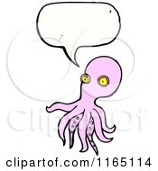 Cartoon Of A Talking Pink Octopus Royalty Free Vector Illustration