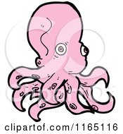 Cartoon Of A Pink Octopus Royalty Free Vector Illustration