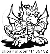 Poster, Art Print Of Black And White Tough Dragon Holding Up Fists