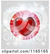 Poster, Art Print Of Shiny Red Heart And Fireworks Over A Japanese Flag