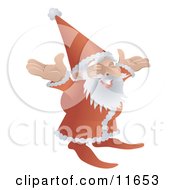 Poster, Art Print Of Jolly Santa In His Red And White Uniform With His Arms Out