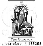 Clipart Of A Tarot Card Of The Emperor Black And White Woodcut Royalty Free Vector Illustration by xunantunich