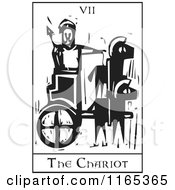 Clipart Of A Tarot Card Of The Chariot Black And White Woodcut Royalty Free Vector Illustration by xunantunich