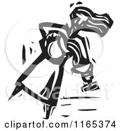 Water Carrier Pouring Into A Chalice Black And White Woodcut