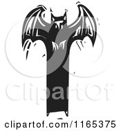 Clipart Of A Devil Black And White Woodcut Royalty Free Vector Illustration by xunantunich