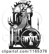 Poster, Art Print Of Emperor On His Throne Black And White Woodcut
