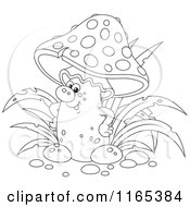 Cartoon Of A Friendly Outlined Mushroom Royalty Free Vector Clipart