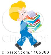 Poster, Art Print Of Private School Boy Carrying A Stack Of Books