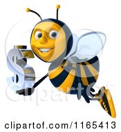 Clipart Of A 3d Bee Mascot Flying With A Dollar Symbol Royalty Free CGI Illustration