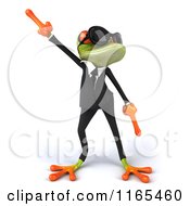 Clipart Of A 3d Green Business Frog Wearing Sunglasses And Dancing Royalty Free CGI Illustration
