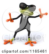 Clipart Of A 3d Green Business Frog Wearing Sunglasses And Dancing 2 Royalty Free CGI Illustration