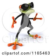 Clipart Of A 3d Green Business Frog Wearing Sunglasses And Dancing 3 Royalty Free CGI Illustration