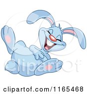 Poster, Art Print Of Blue Rabbit Rolling Around And Laughing
