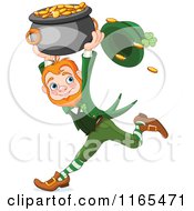 St Patricks Day Leprechaun Running With A Pot Of Gold